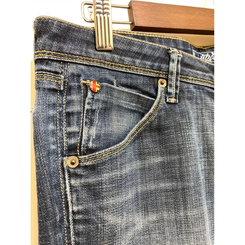 Hudson Beth Straight Jeans Womens 29 Blue Stretch Denim Flap Pockets Stretch Y2K - Picture 5 of 13